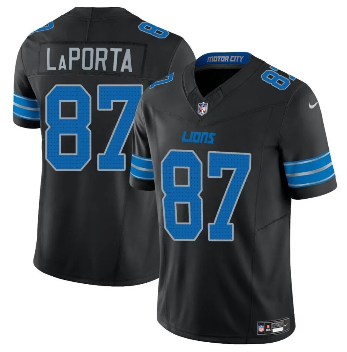Men's Detroit Lions #87 Sam LaPorta Black 2024 F.U.S.E. 2nd Alternate Vapor Limited Stitched Jersey